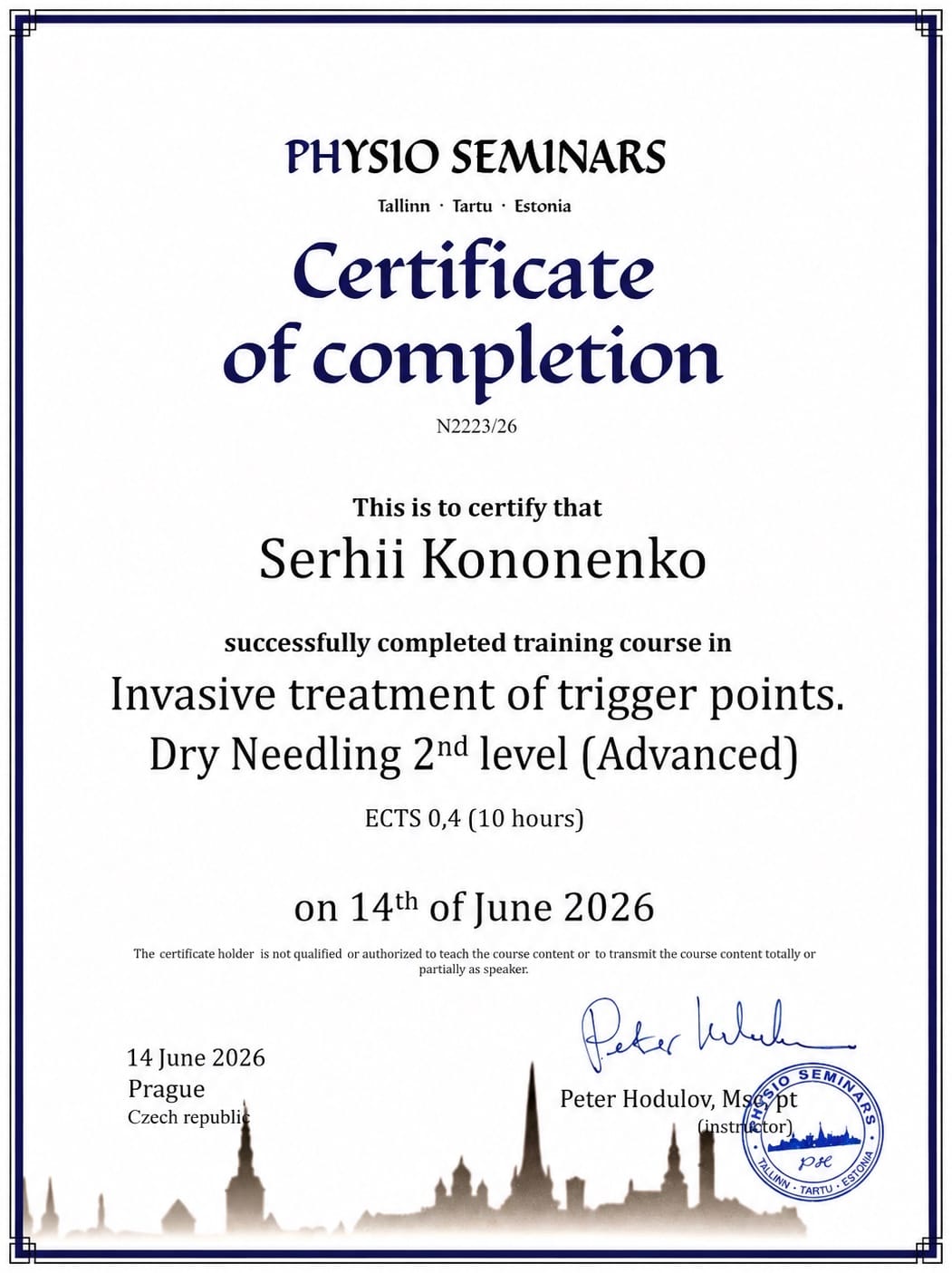 Invasive treatment of trigger points. Dry Needling 2nd level (Advanced) — Physio Seminars (Tallinn · Tartu, Estonia)