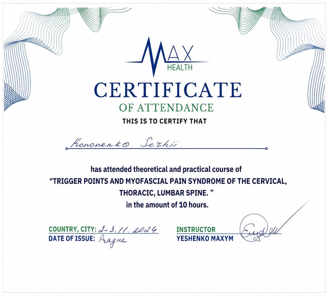 Trigger points and myofascial pain syndrome of the cervical, thoracic, lumbar spine — MAX HEALTH